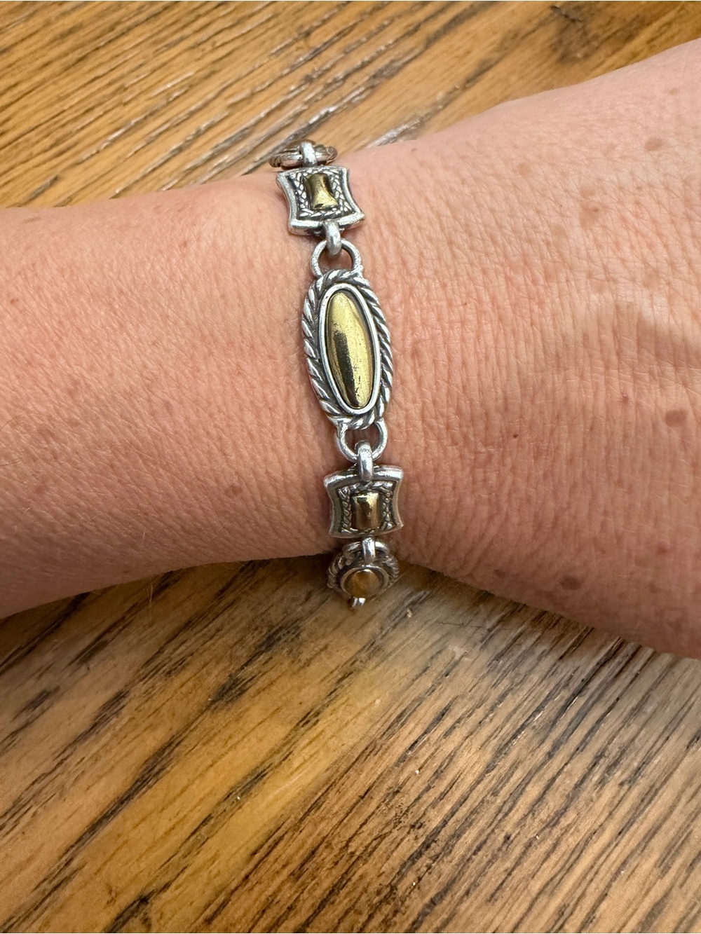 Vintage Brighton Double-sided Two-Tone Silver and Gold Oval Link Bracelet